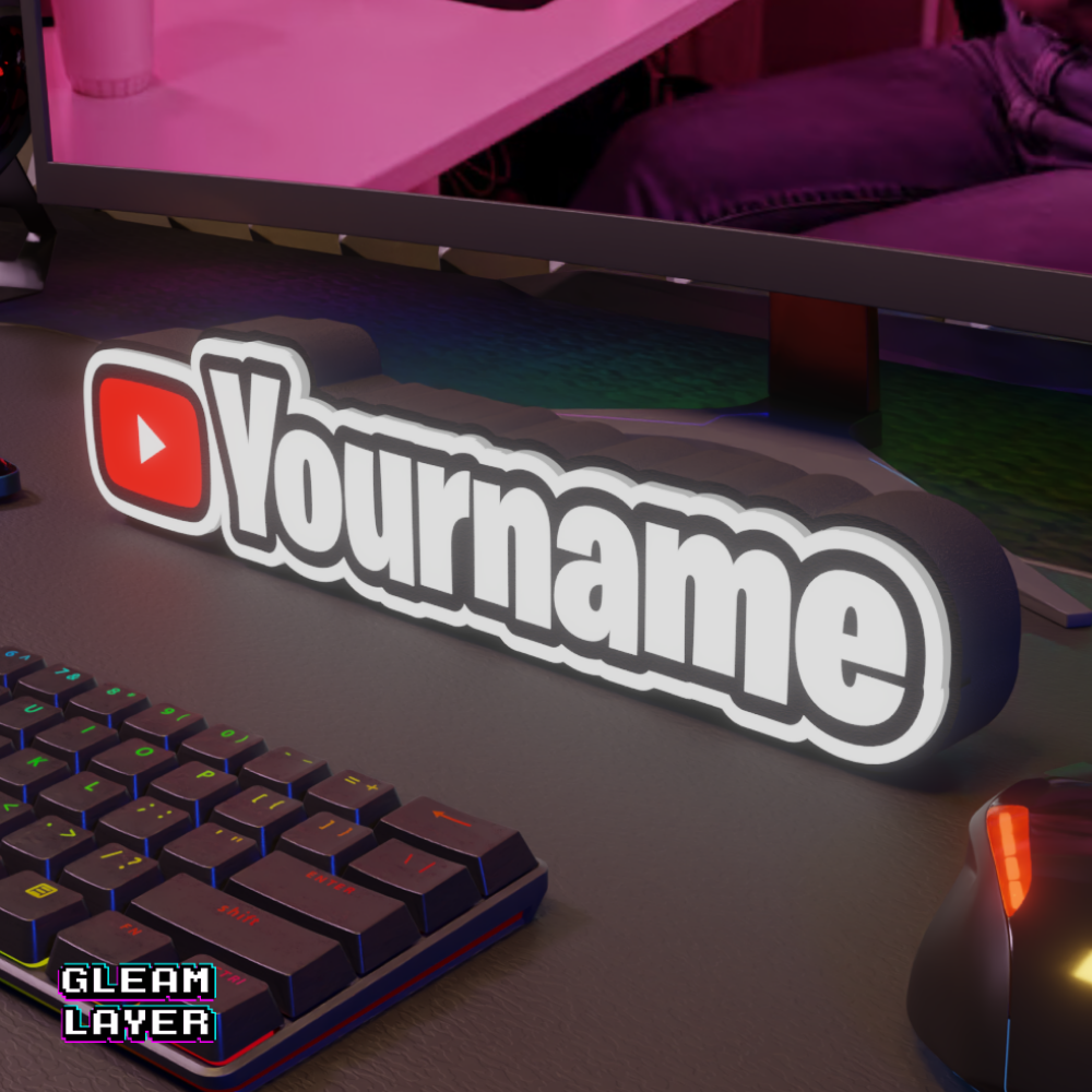 Custom YouTube Neon Style Wall Accent for Content Setups