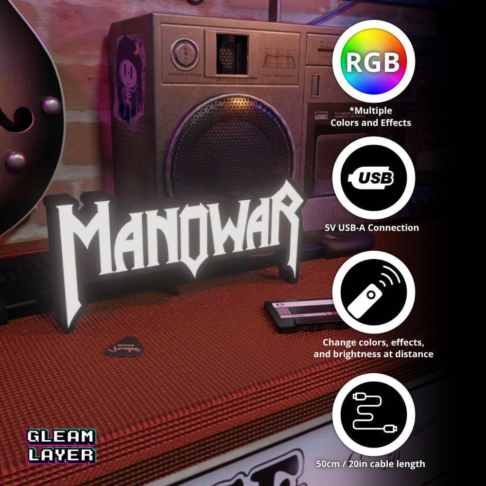 Heavy Metal Band LED Wall Decor Manowar Logo