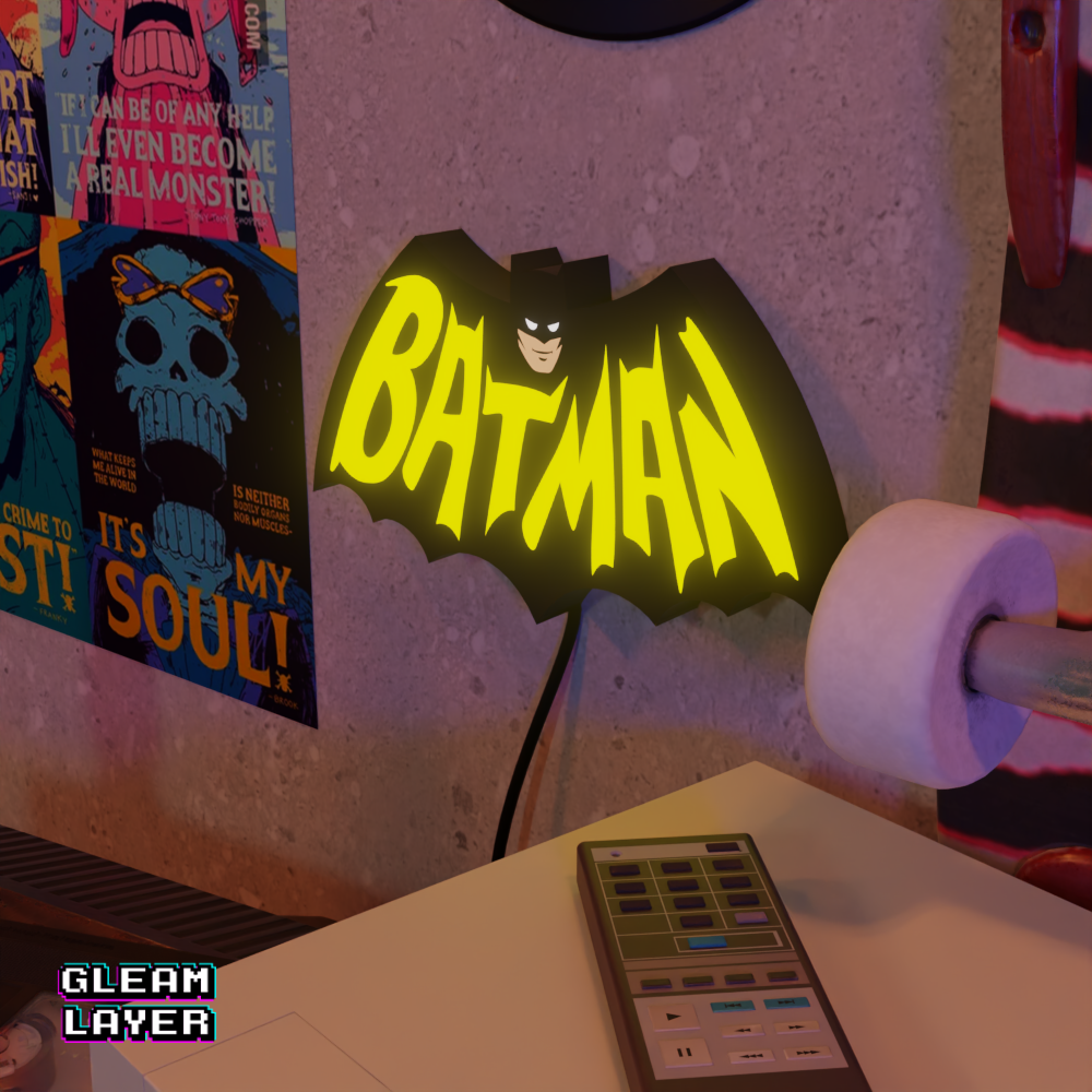 Batman Comics Vintage Comic Neon Style Wall Accent for Gaming Setups