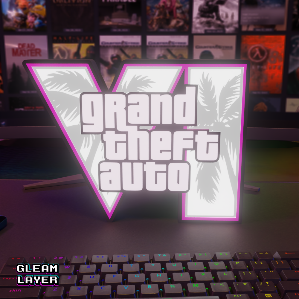 Grand Theft Auto VI Logo RGB Glow Decor for Gaming Rooms