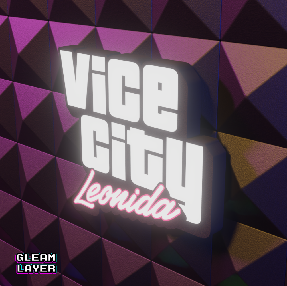 Add colorful RGB lighting to your setup with this GTA VI Vice City Leonida Neon Light Sign.