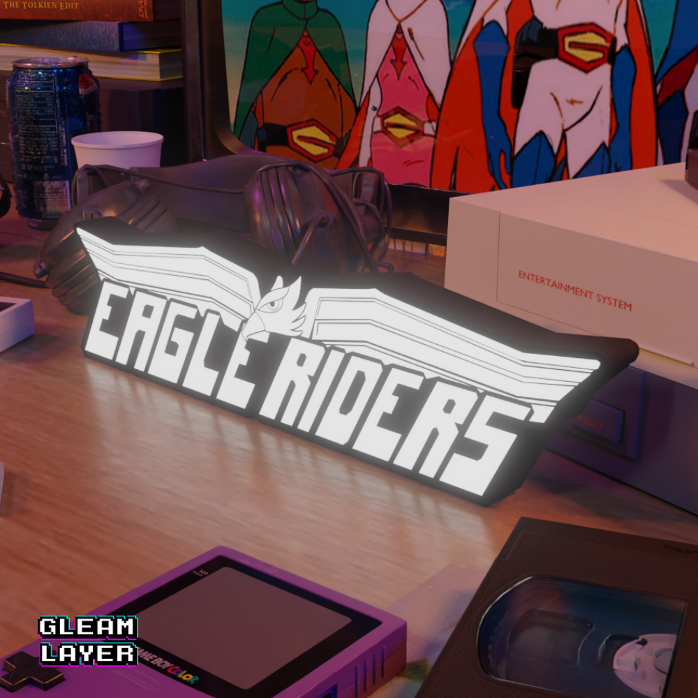 Saban’s Eagle Riders Hero Team Neon Style Wall Accent for Gaming Setups