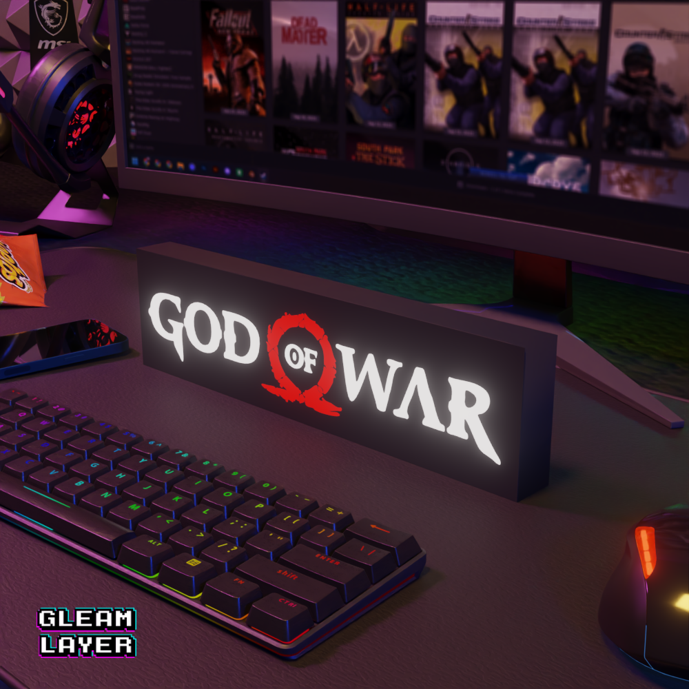 God of War Neon Style Wall Accent for Gaming Setups