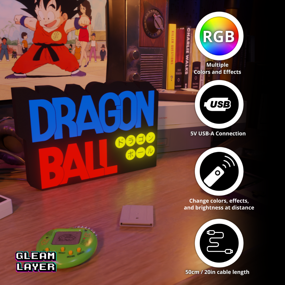 Dragon Ball First Anime Logo Vintage Era RGB Atmosphere Display for Entertainment Rooms