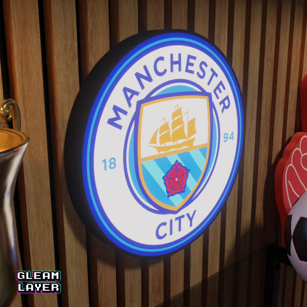 Manchester City LED Lightbox RGB Wall Sign for Football Fans