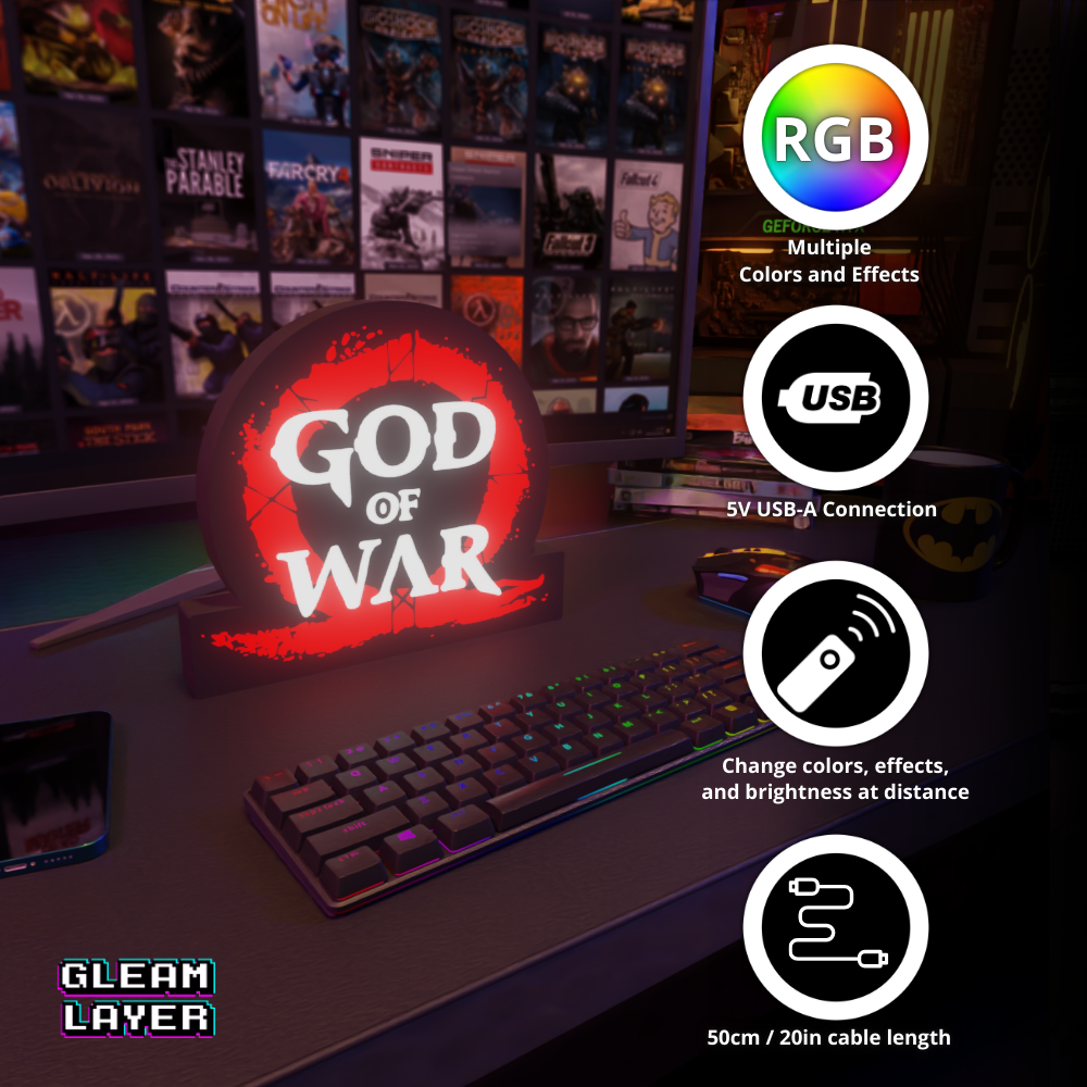 God of War Logo Norse Adventure RGB Atmosphere Display for Entertainment Rooms