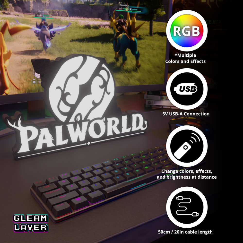 Palworld Pal Sphere RGB LED Wall Light Gaming Decor