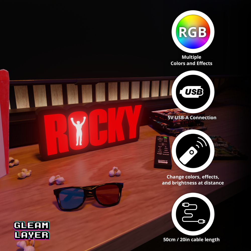 Rocky Balboa Training Montage RGB Atmosphere Display for Entertainment Rooms