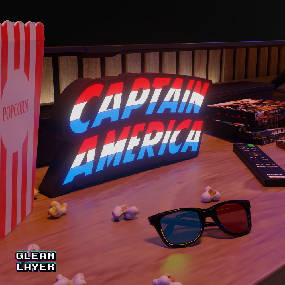 Captain America LED Lightbox for Collector & Superhero Spaces