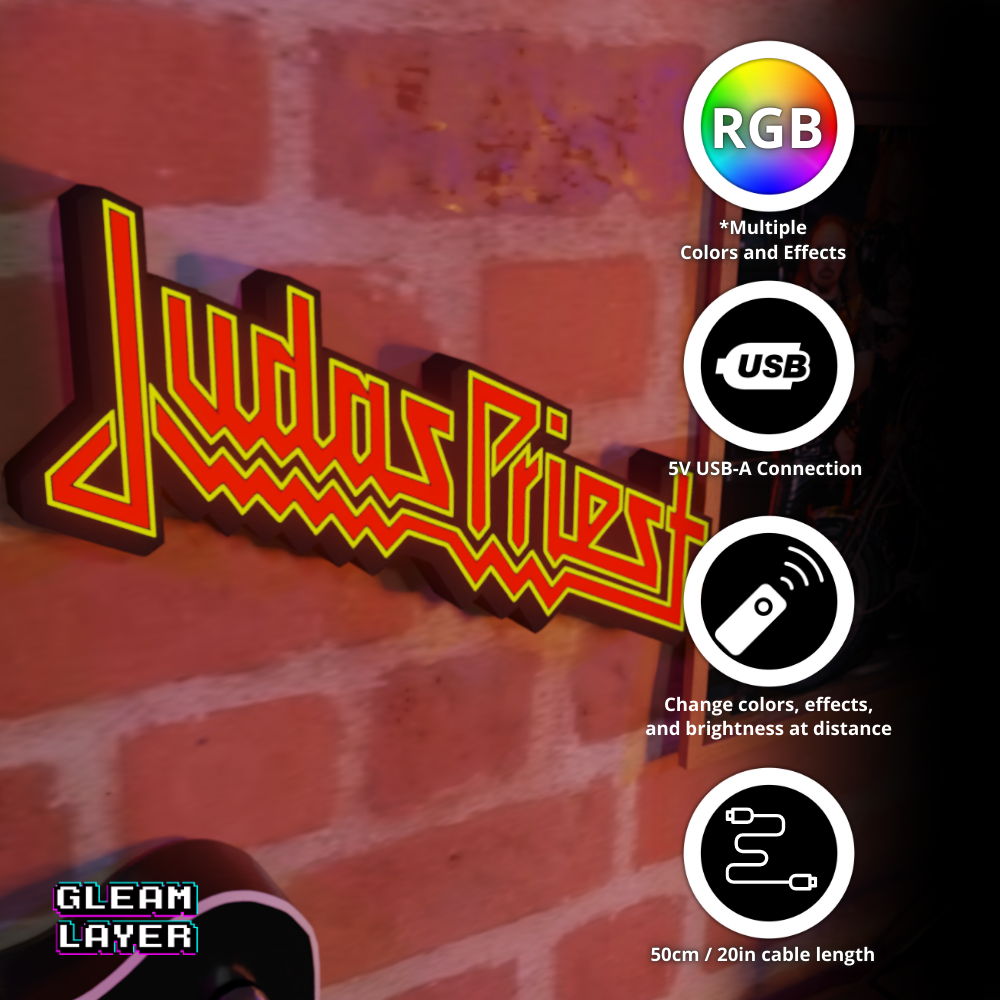 Judas Priest Legendary Metal Band RGB Display for Entertainment Rooms