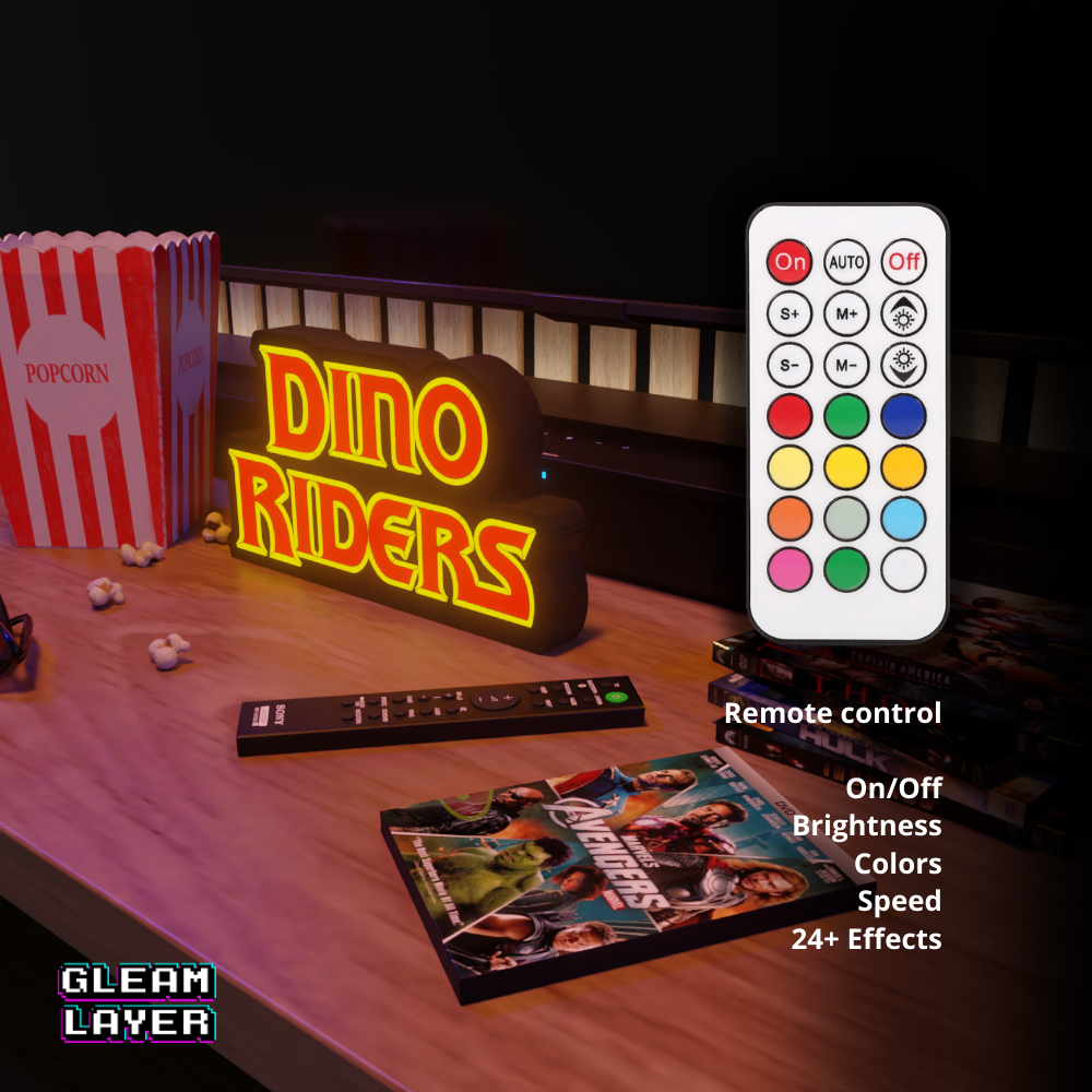 Dino Riders Iconic 80s Animated Series LED Decor for Retro Spaces