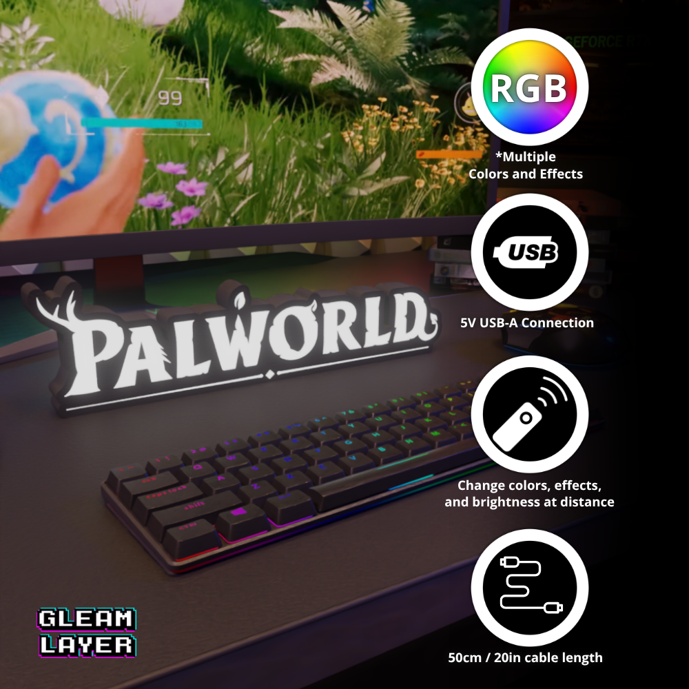 Palworld RGB LED Wall Light Gaming Room Decor