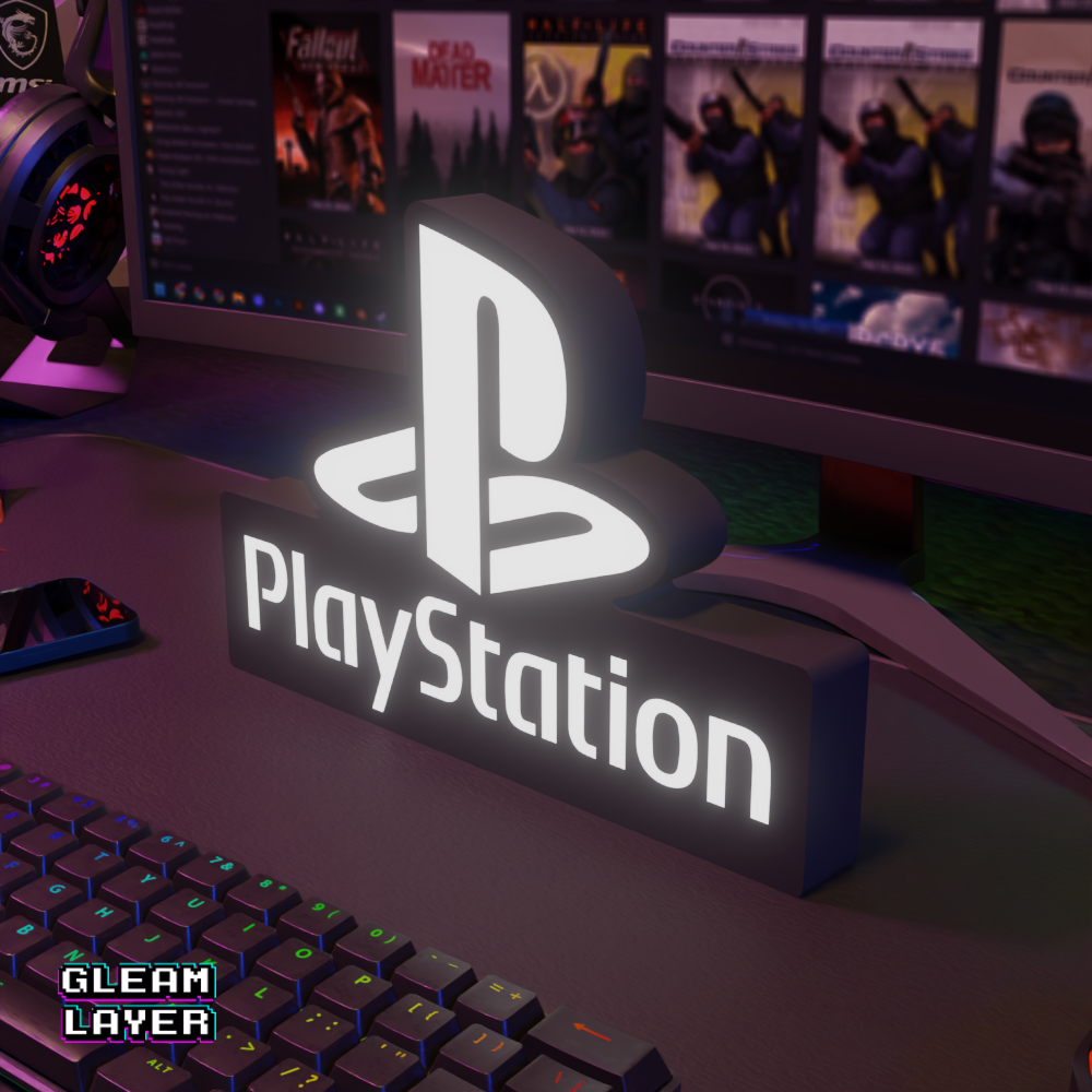 PlayStation Logo Neon Style Wall Accent for Console Setups