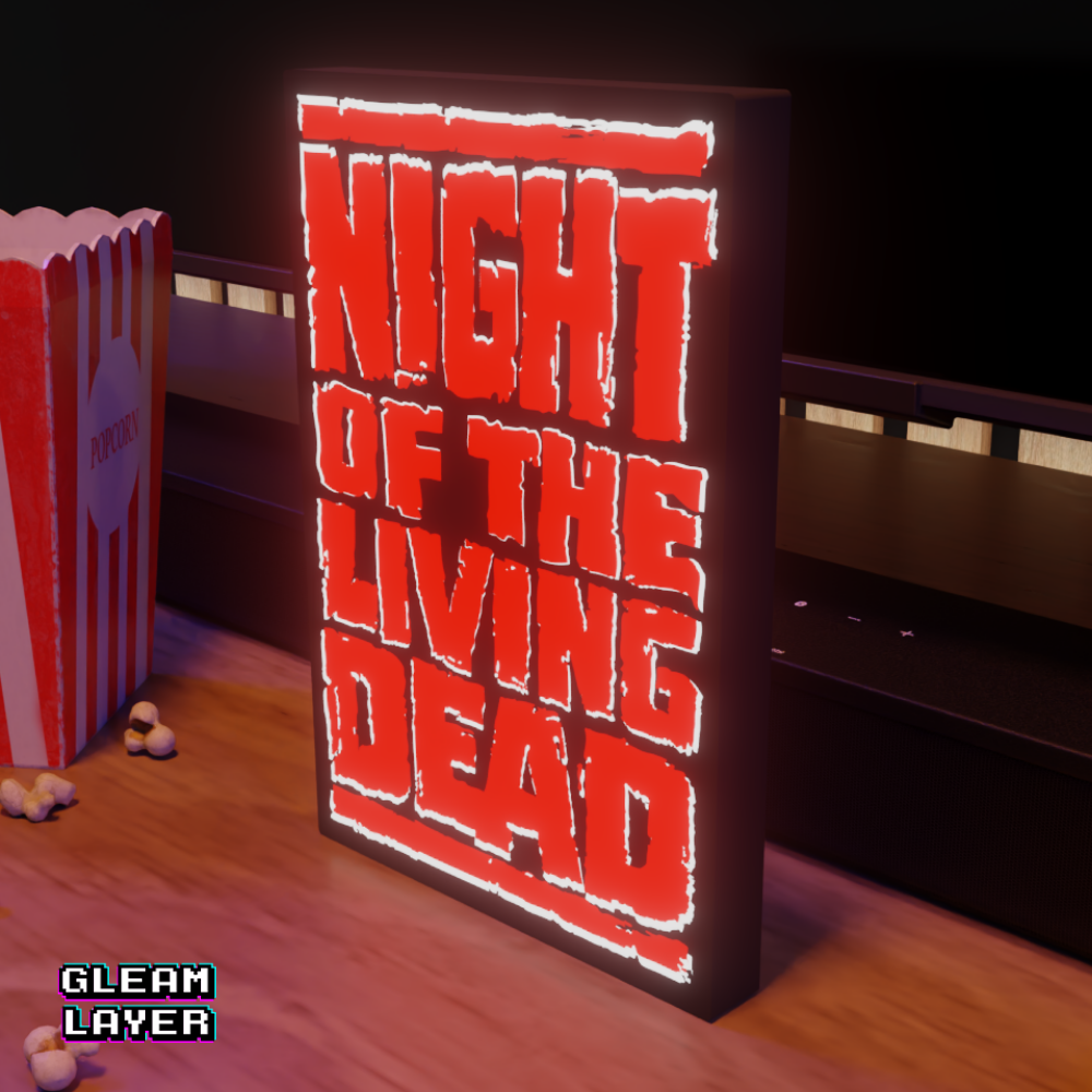 Night of the Living Dead Black & White Neon Style Wall Accent for Gamer Setups