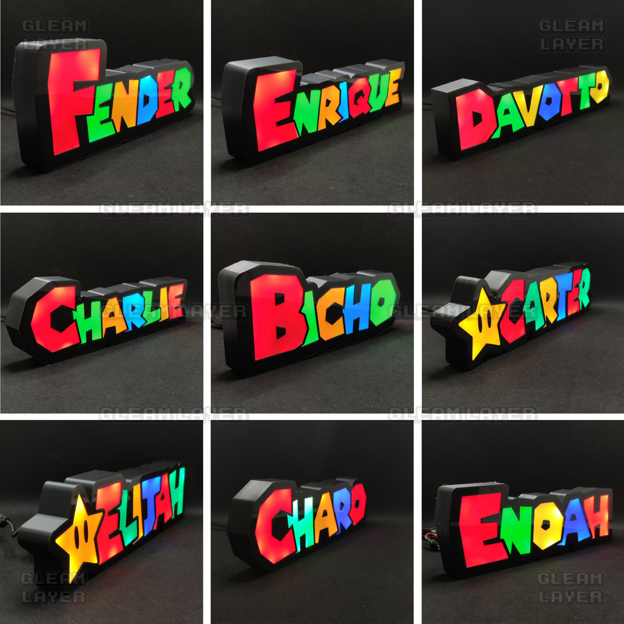 Custom Super Mario Style Name LED Light Sign RGB