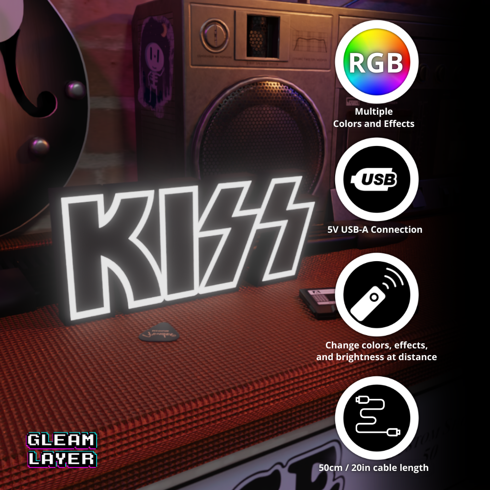 Kiss Legendary Rock Band RGB Display for Entertainment Rooms