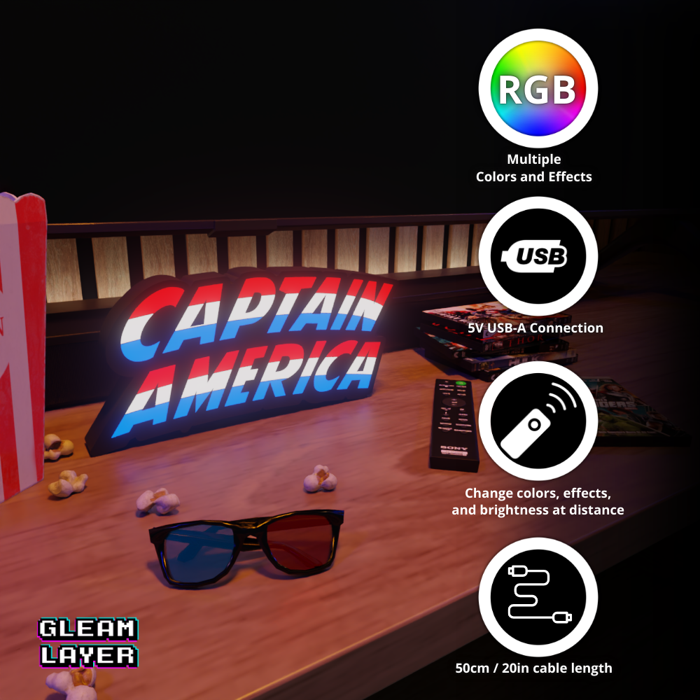Captain America First Avenger RGB Atmosphere Display for Entertainment Rooms