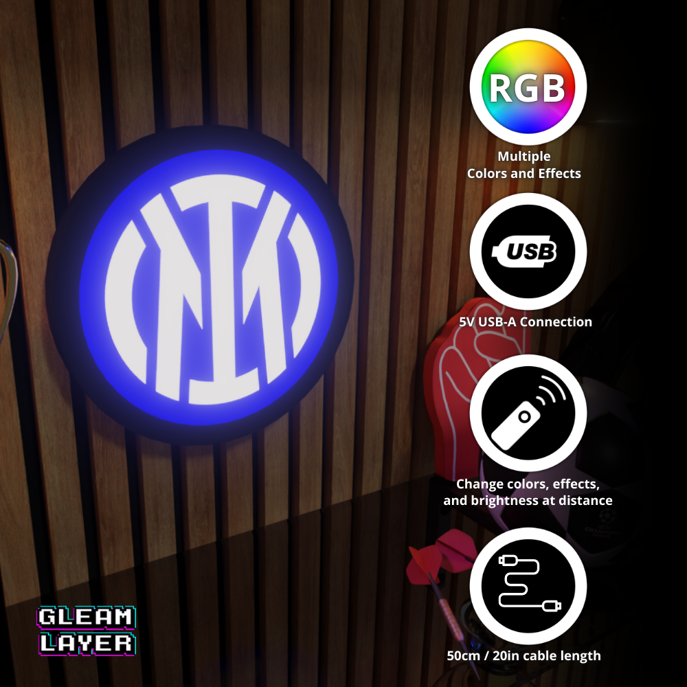 Inter Milan Football Club LED RGB Wall Display Light Sign