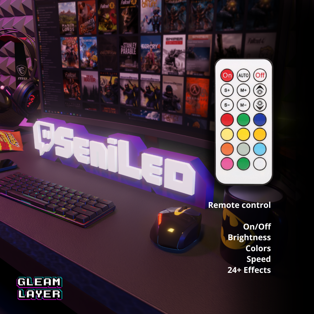 Personalized Gamer Tag 3D LED RGB Light Sign Twitch Creator Decor