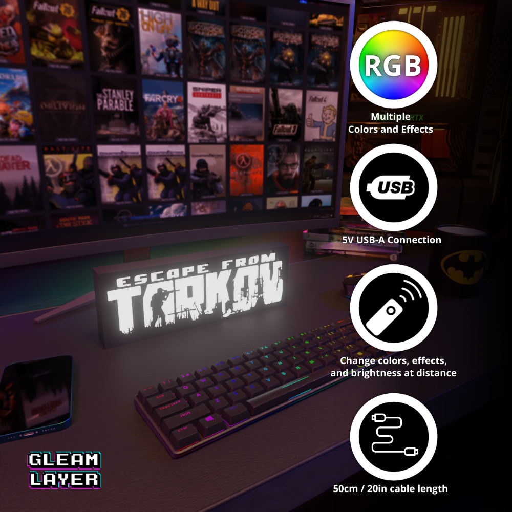 Escape From Tarkov Extraction Shooter RGB Atmosphere Display for Entertainment Rooms