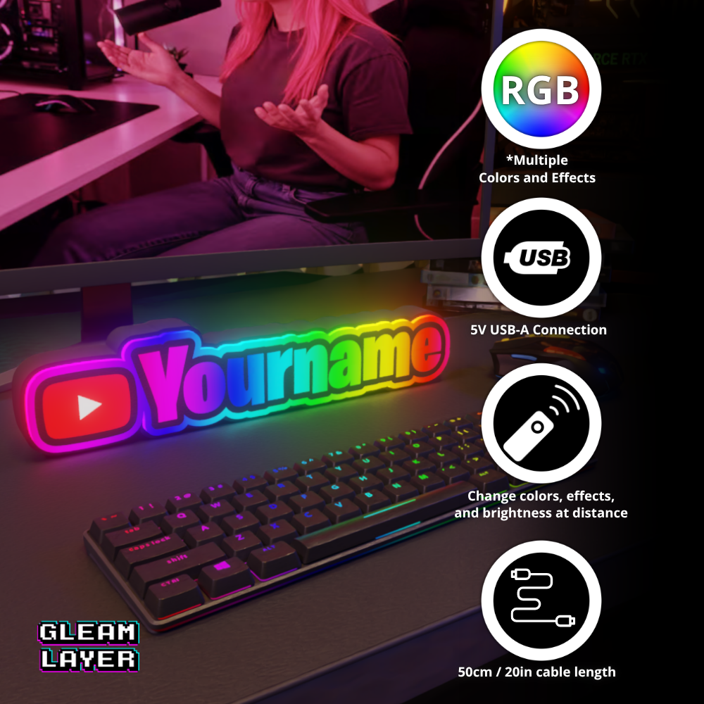 YouTube Creator RGB Atmosphere Display for Entertainment Rooms