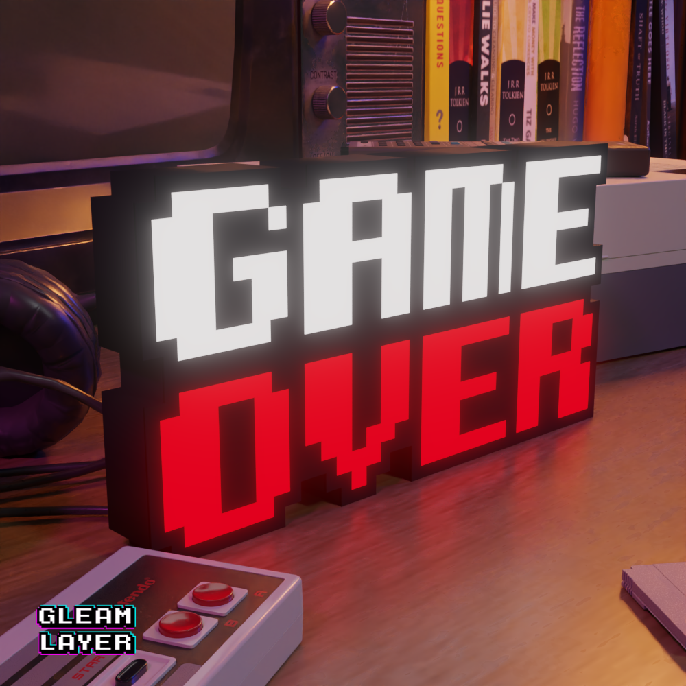 Game Over LED Lightbox for Collector & Arcade Spaces