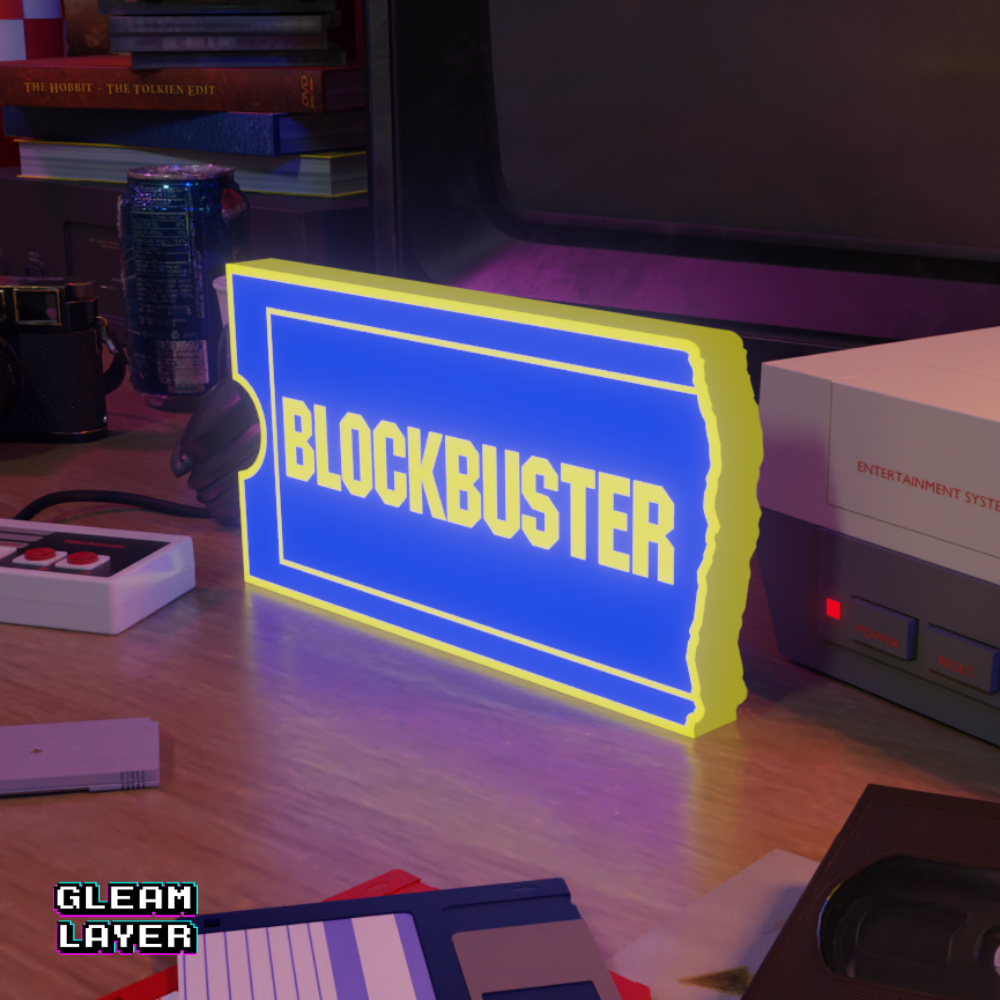 Blockbuster Video Store Neon Style Wall Accent for Gaming Setups