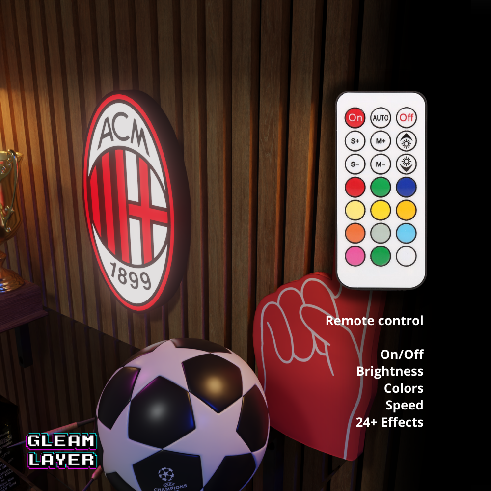 AC Milan Neon Style LED Wall Light for Soccer Fans