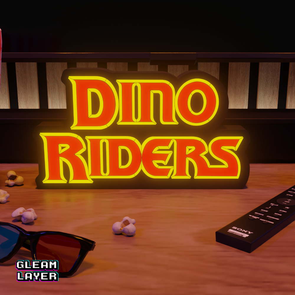 Dino Riders Retro Adventure RGB Glow Decor for 80s Cartoon Rooms