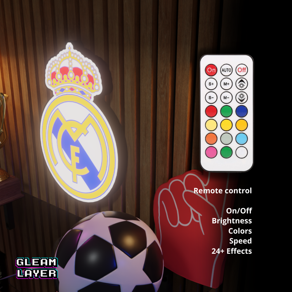Real Madrid Neon Style LED Wall Light for Soccer Fans