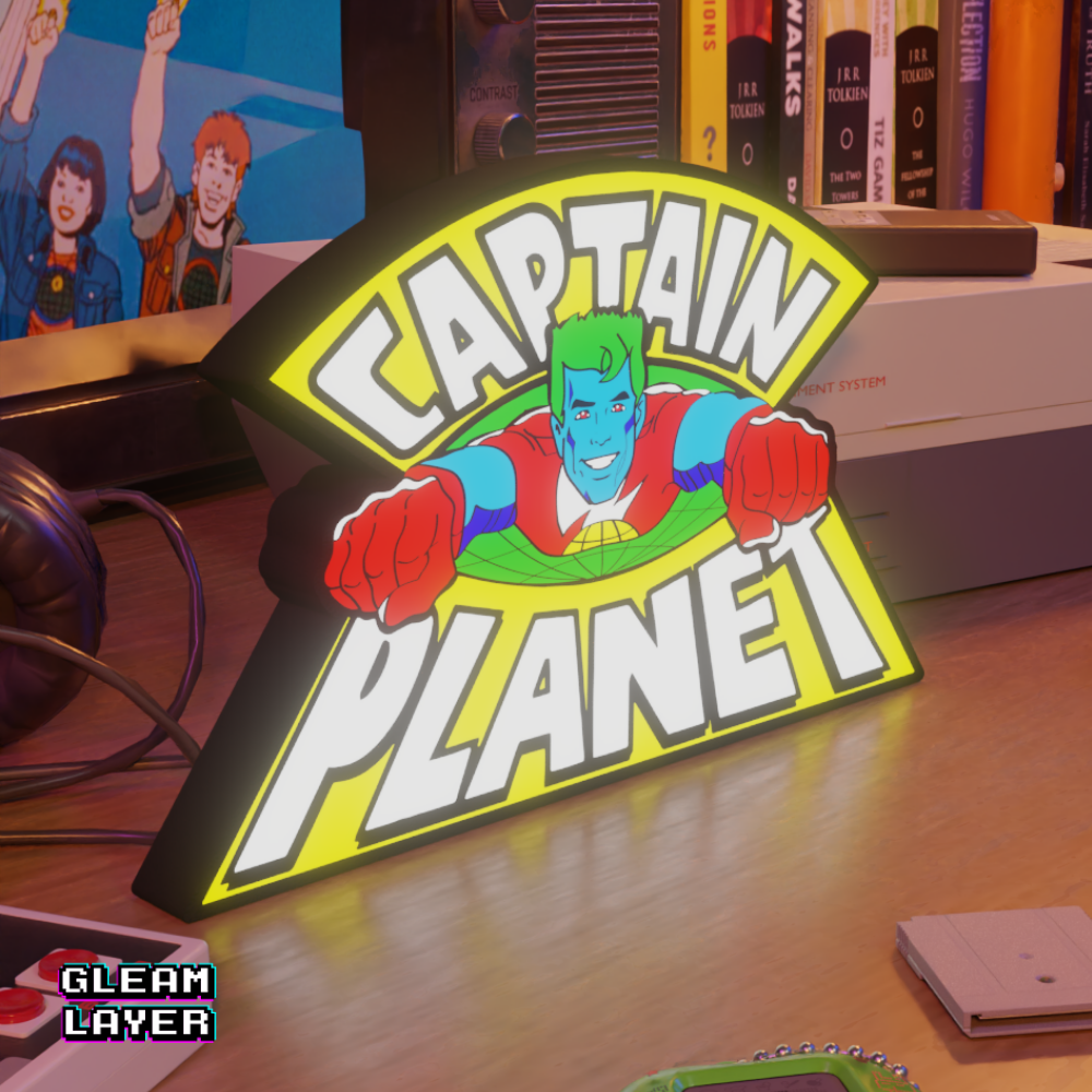 Captain Planet LED Lightbox for Collector & Nostalgia Spaces
