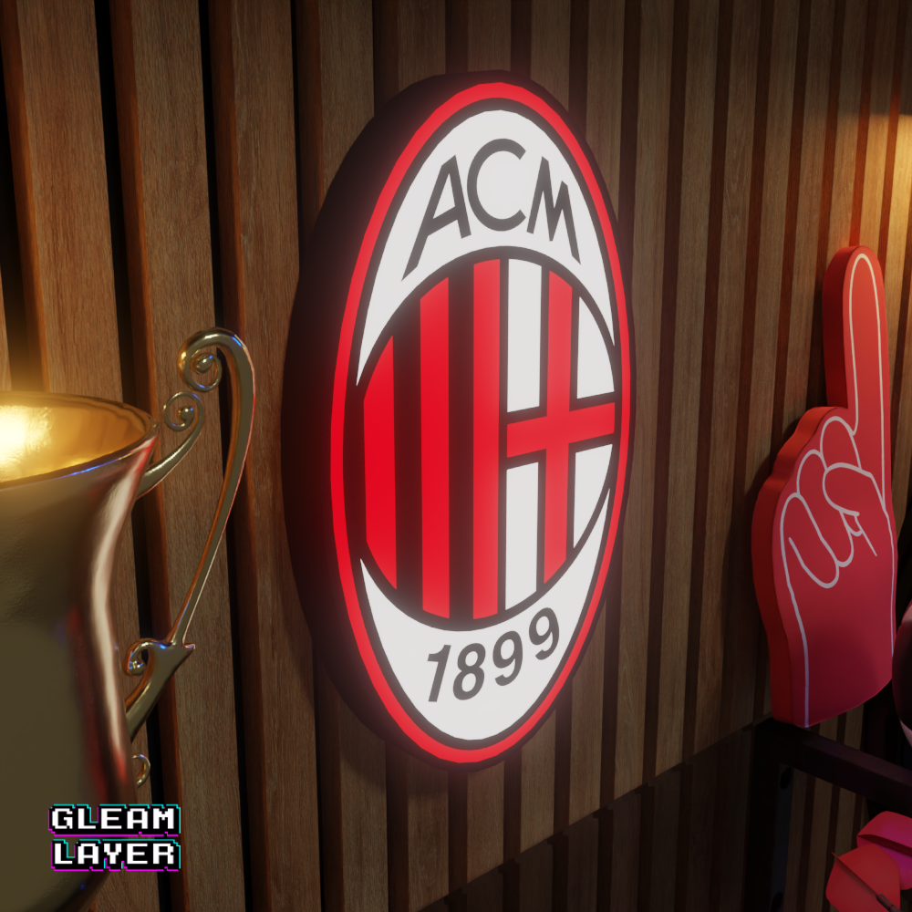 AC Milan LED Lightbox RGB Wall Sign for Football Fans