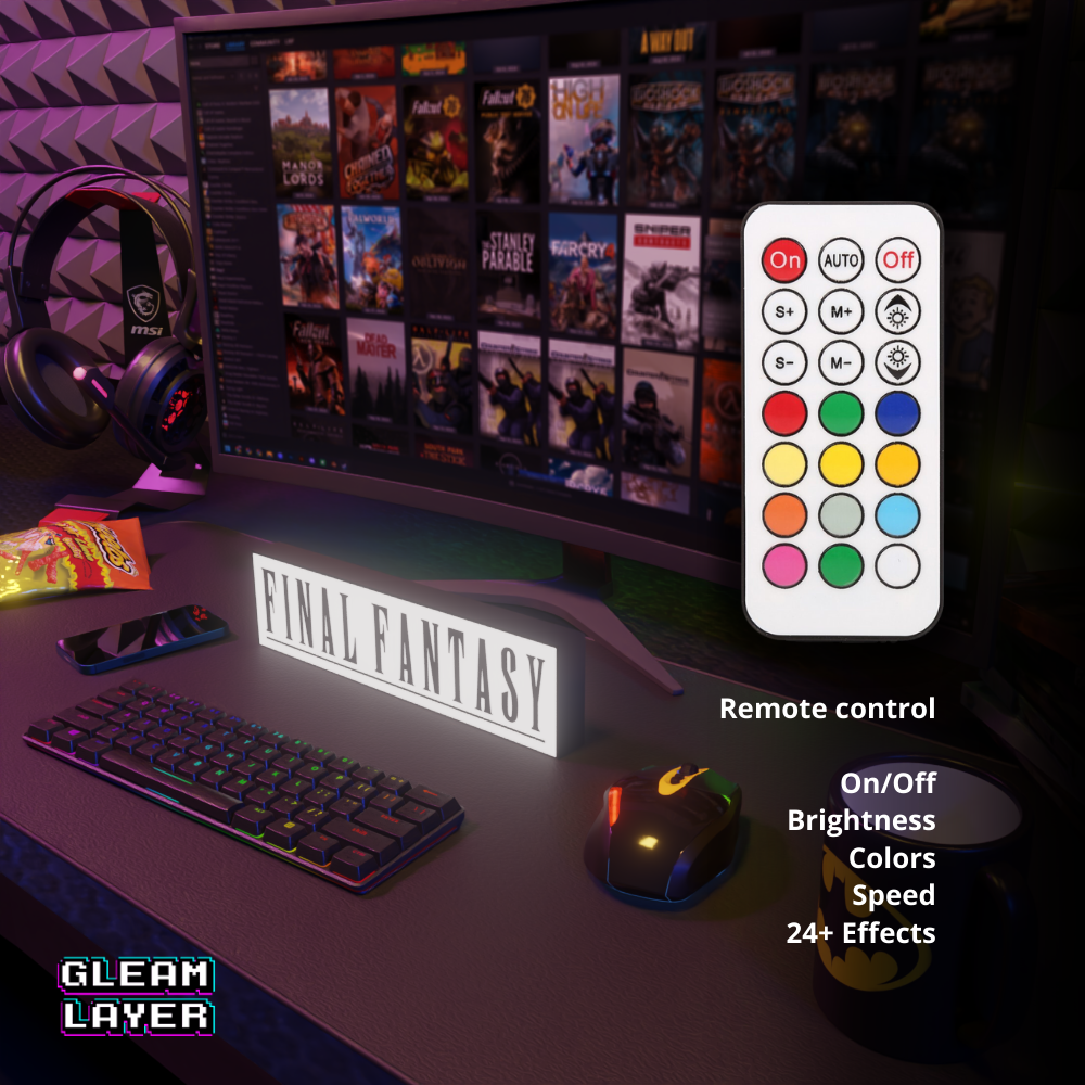 Final Fantasy Iconic RPG Franchise LED Decor for Epic Gaming Spaces