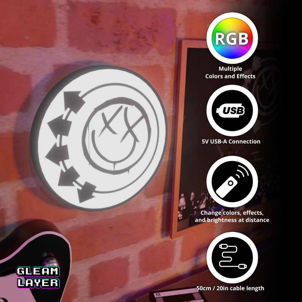 Blink 182 Smiley Y2K Punk Era RGB Display for Entertainment Rooms