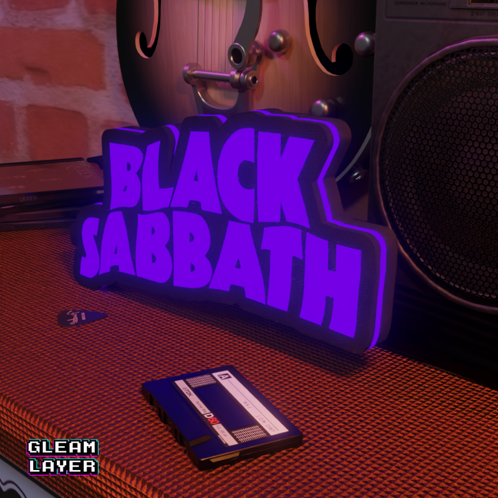 Black Sabbath Early Metal Neon Style Wall Light for Gamer Setups