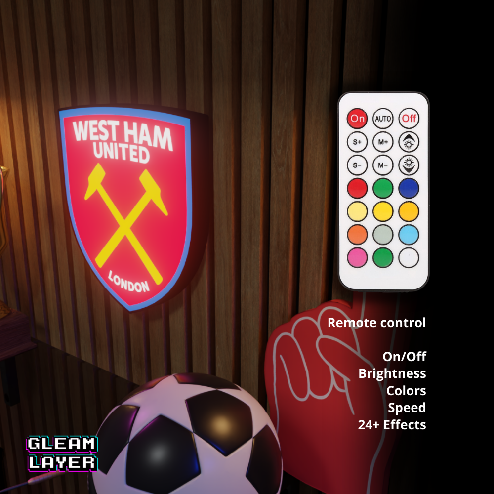 West Ham United Neon Style LED Wall Light for Soccer Fans