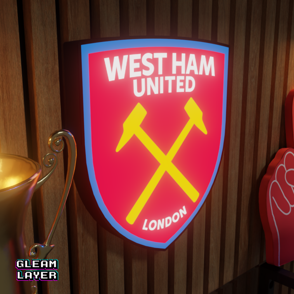 West Ham United LED Lightbox RGB Wall Sign for Football Fans