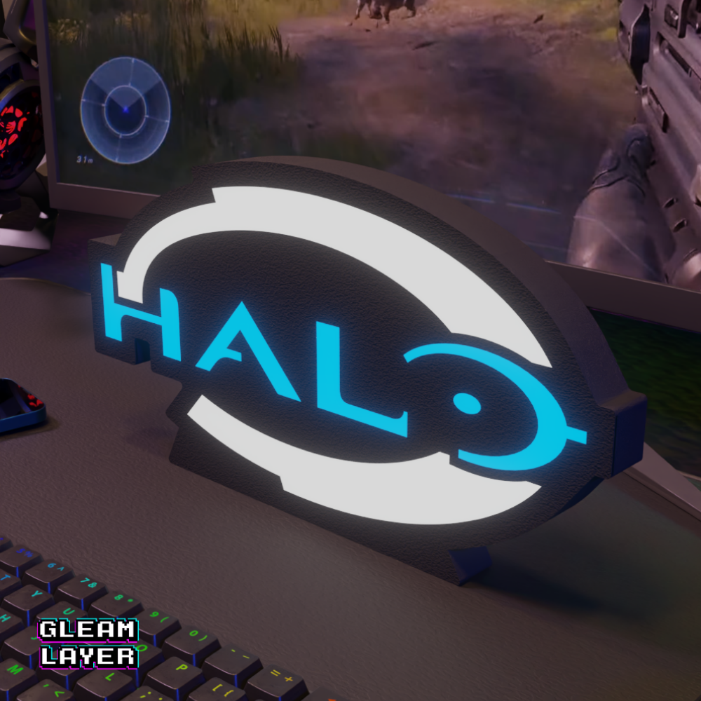 Halo Neon Style Spartan Wall Accent for Console Setups