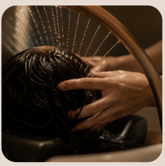 Detalle del ritual japonés para el cabello