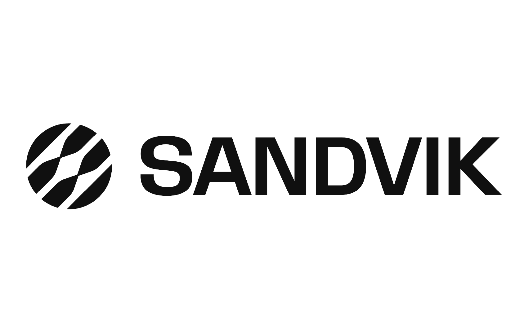 Logotyp för Sandvik med en stiliserad glob och företagsnamn.