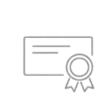 A certificate or diploma icon with a ribbon or seal