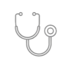A stethoscope with gray tubing and earpieces.