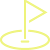 A flag planted on a small hill or mound, with a yellowish-green background.