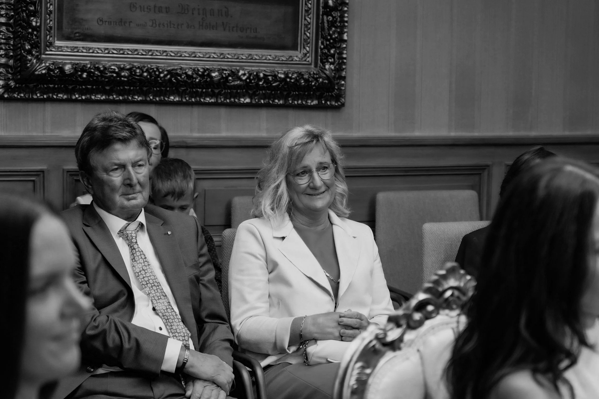Emotional family during wedding ceremony in Bad Homburg Germany.
