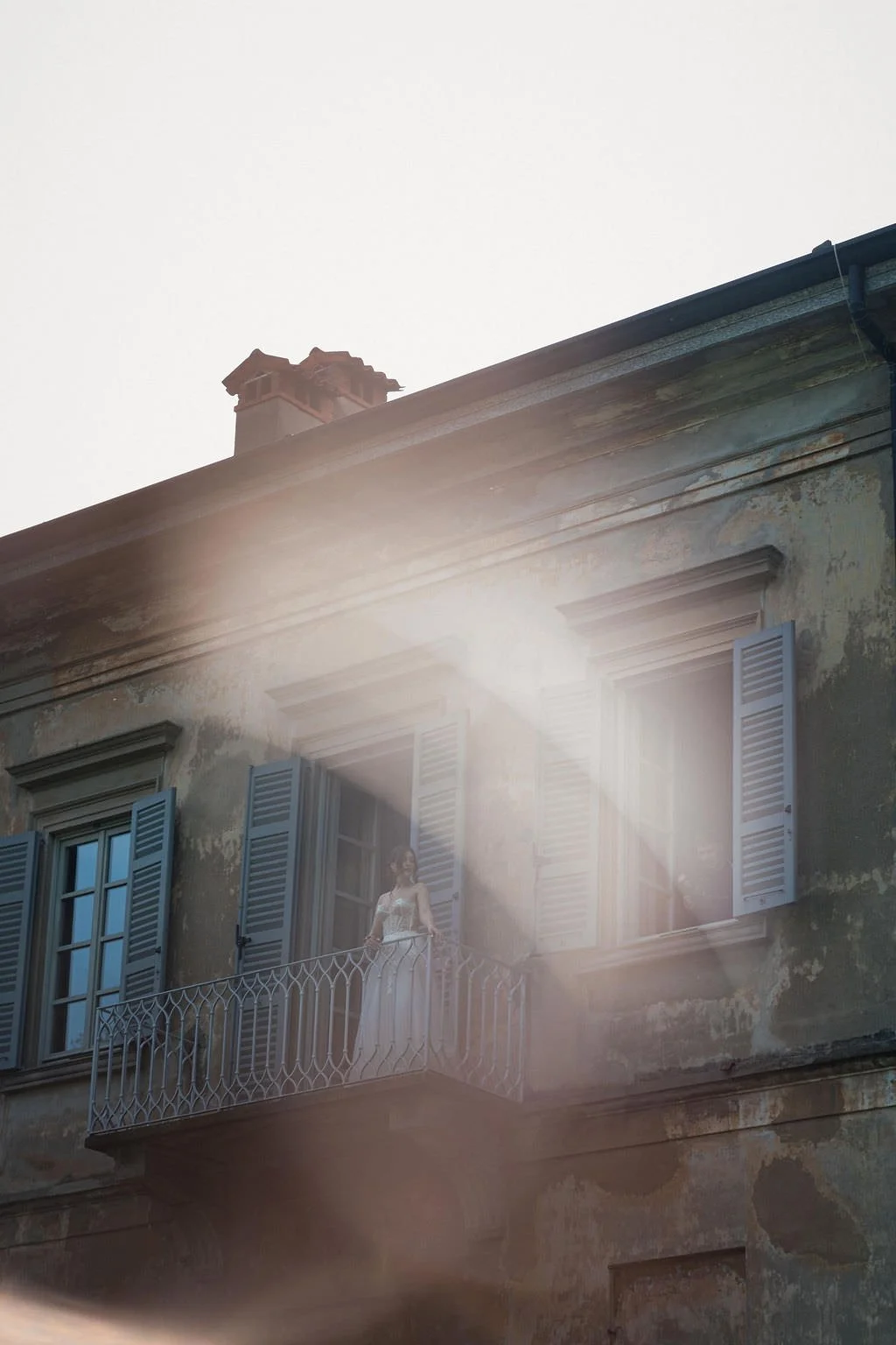 Cinematic bride moment at italian villa, Lake Comer, Italy.