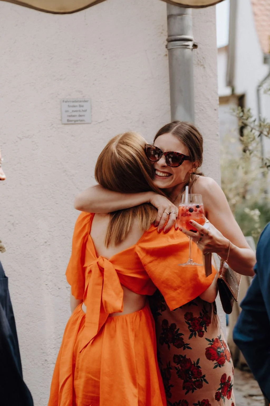 Friends meeting before a ceremony wedding in Hochheim, Germany.