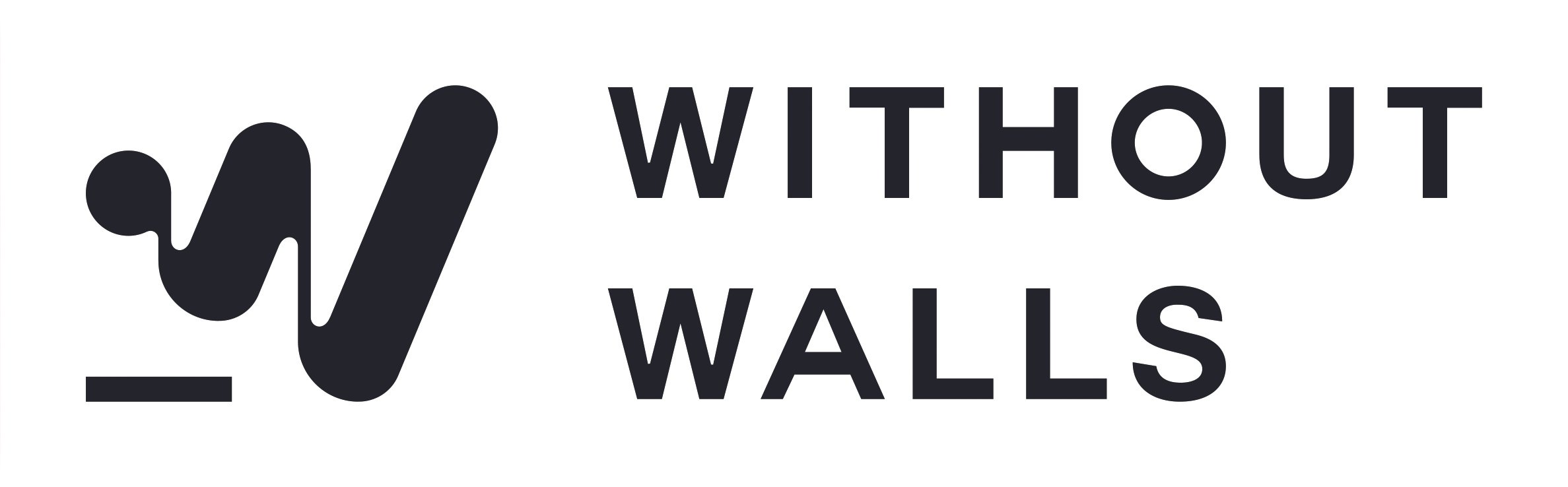 Logo with a black lipstick print icon and the text "Without Walls" in black capital letters.