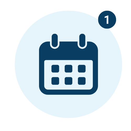 Icône d'un calendrier avec un badge numéroté 1