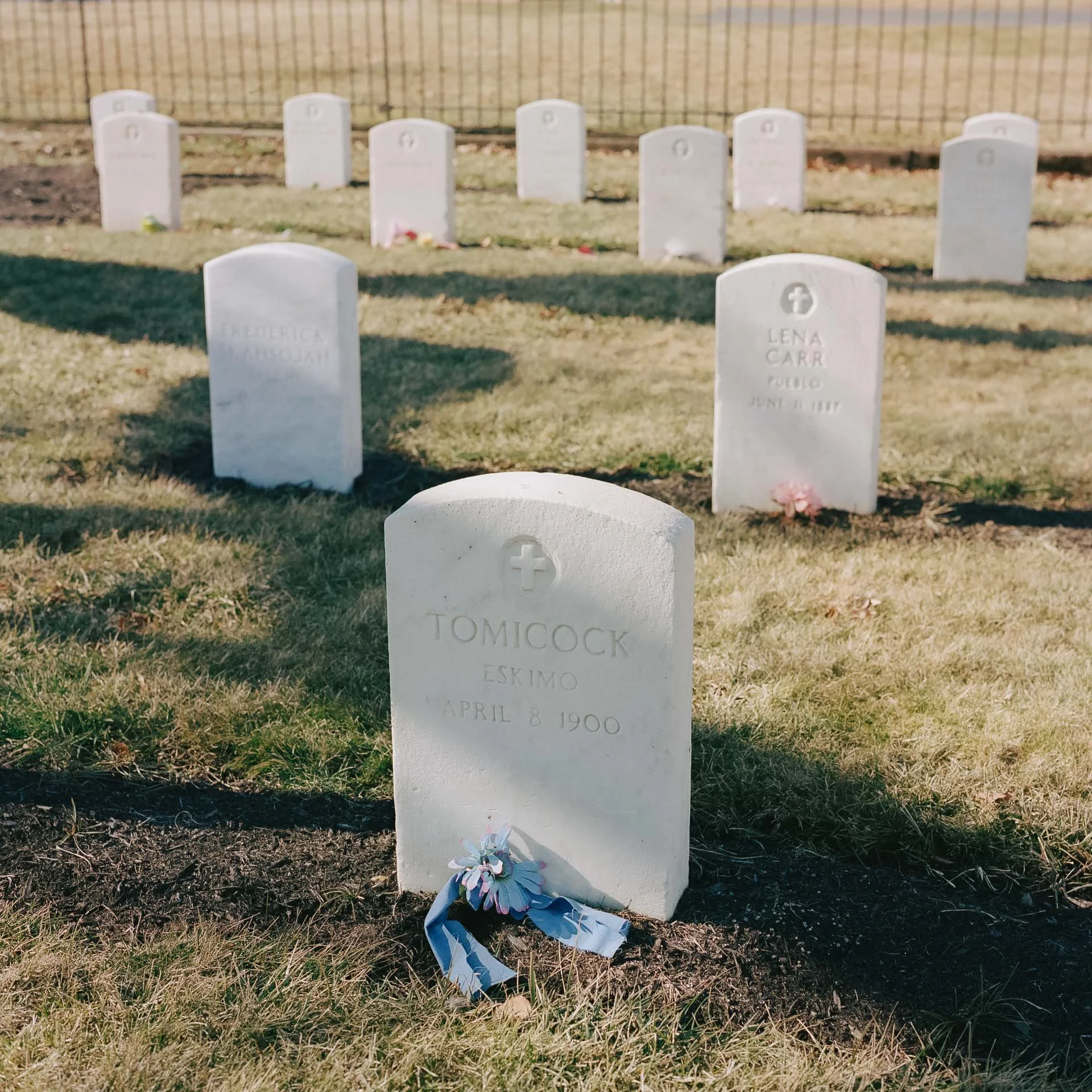 The grave of a Native child who died while attending boarding school at Carlisle.