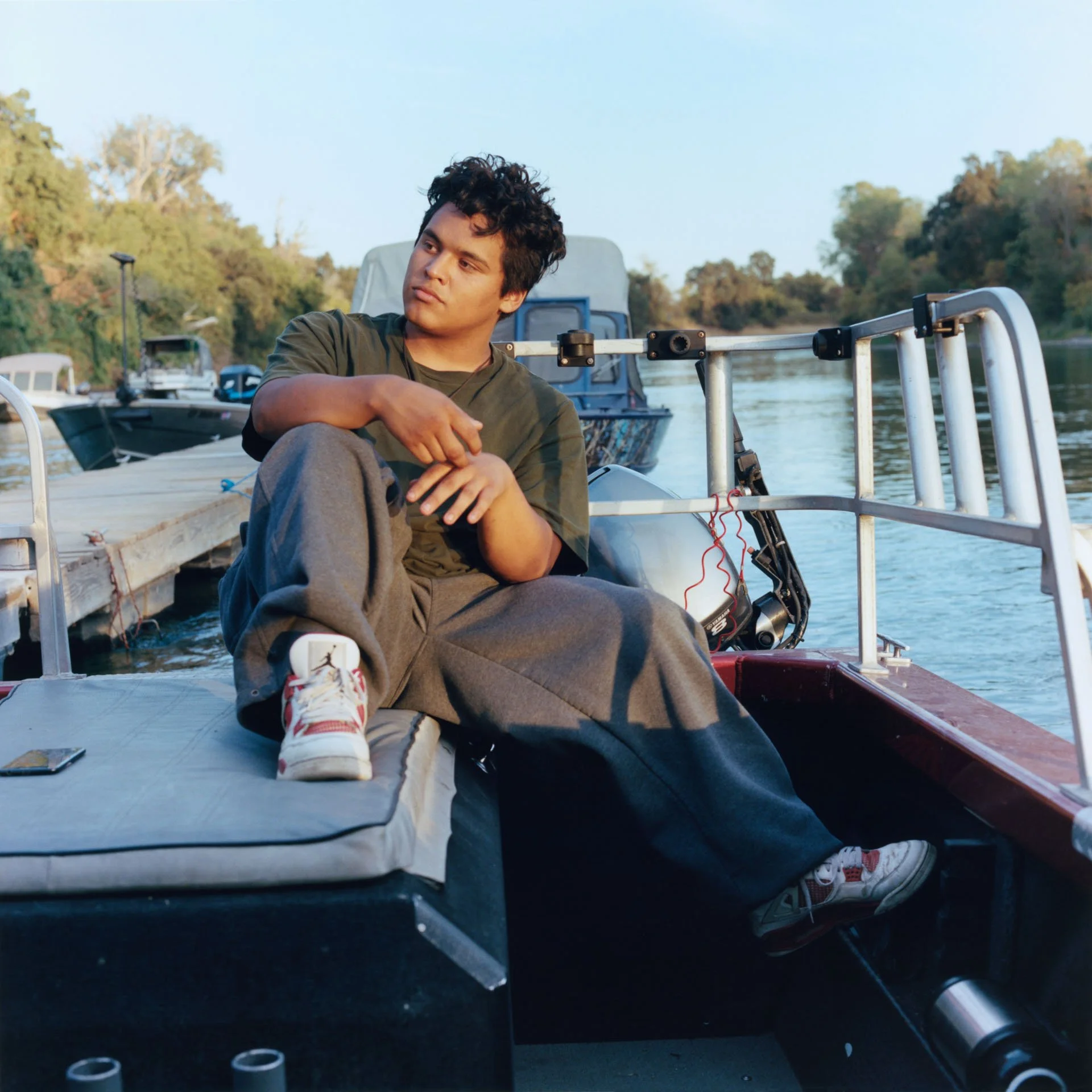 Elijah Oakes, Mohawk & Pomo descent, is the grandson of Richard Oakes, who led the occupation of Alcatraz from 1969-71. Elijah is photographed here during the "Run 4 Salmon" 2-week prayer journey that is led by the Winnemem Wintu tribe. Elijah has ca